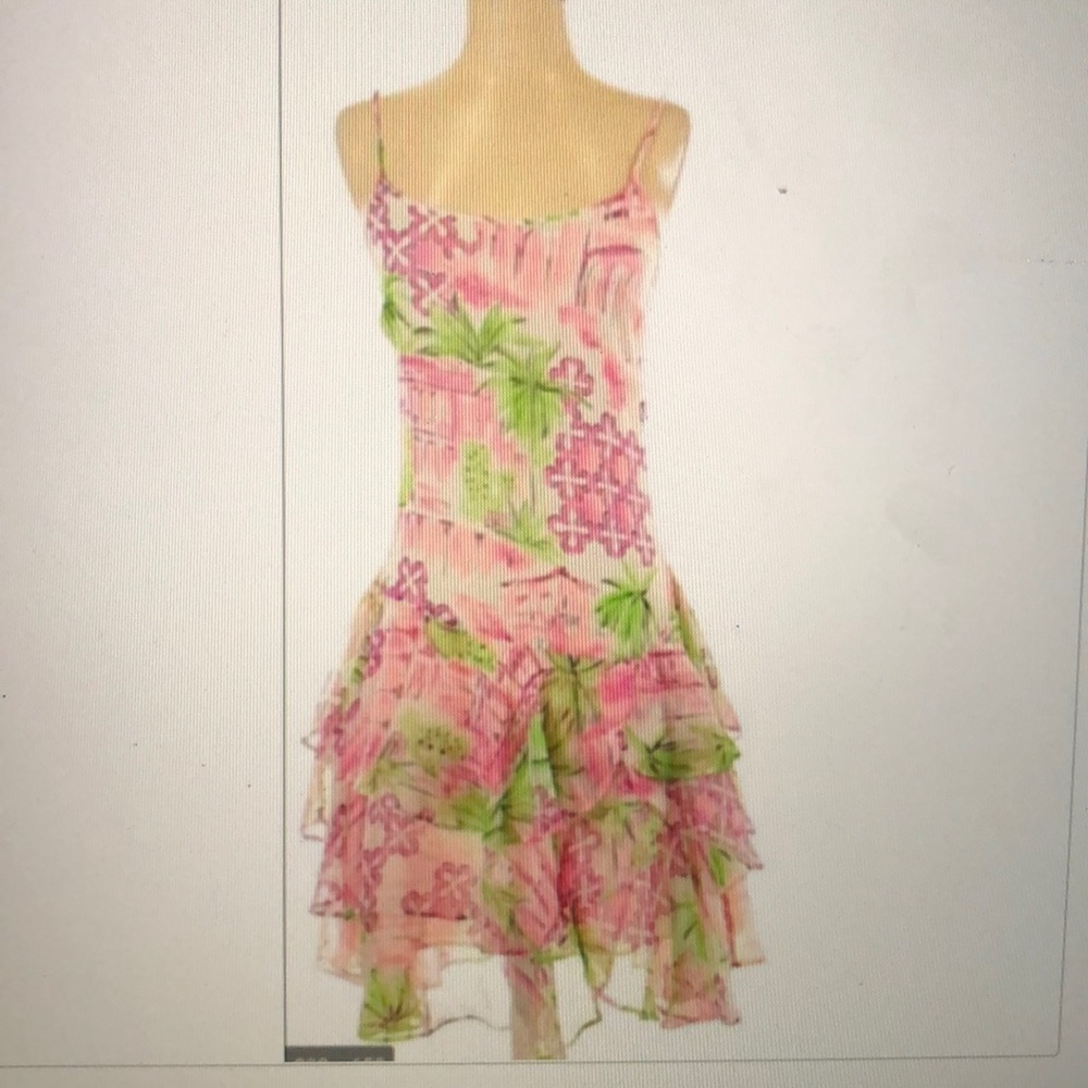 NWT Lilly Pulitzer pink ruffle palm cocktail dress